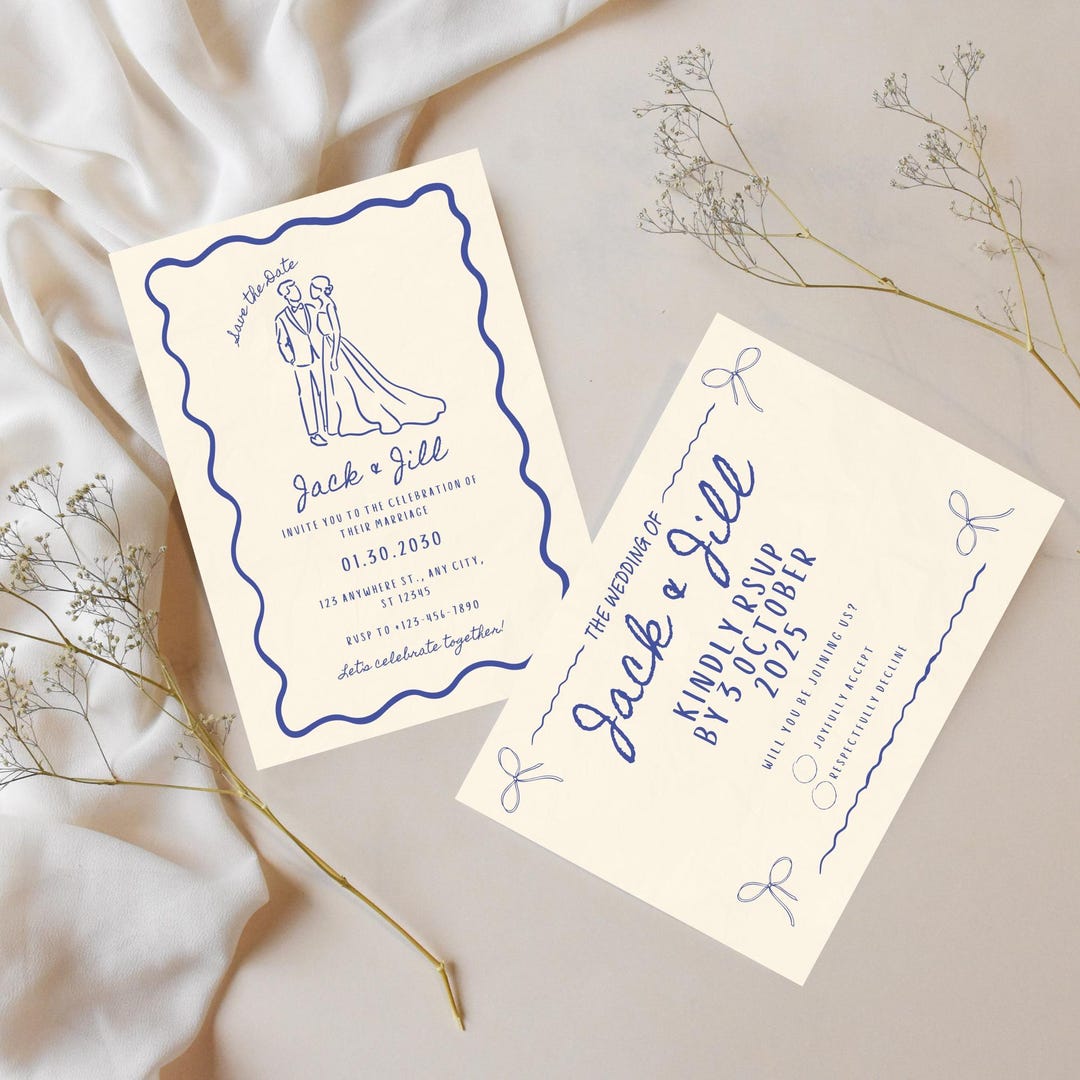 Hand-drawn Wedding Invitation Template | Editable Canva Invite ...