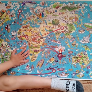 Um die Welt – Reisebrettspiel zum Ausdrucken für Kinder | Geographie-Kartenspiel | Lustige Aktivitäten für den Heimunterricht