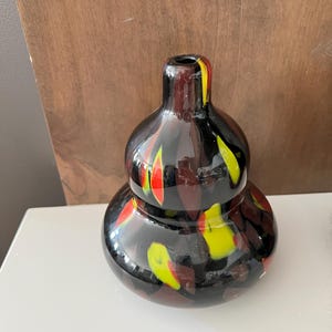RARE Vintage Murano Art Glass Tutti Frutti Gourd Vase MCM Vase Blown Glass Vase
