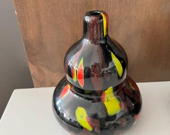 RARE Vintage Murano Art Glass Tutti Frutti Gourd Vase MCM Vase Blown Glass Vase