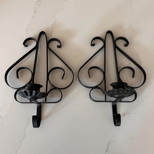 Vintage Mid Century Iron Wall Sconces Candle Holders