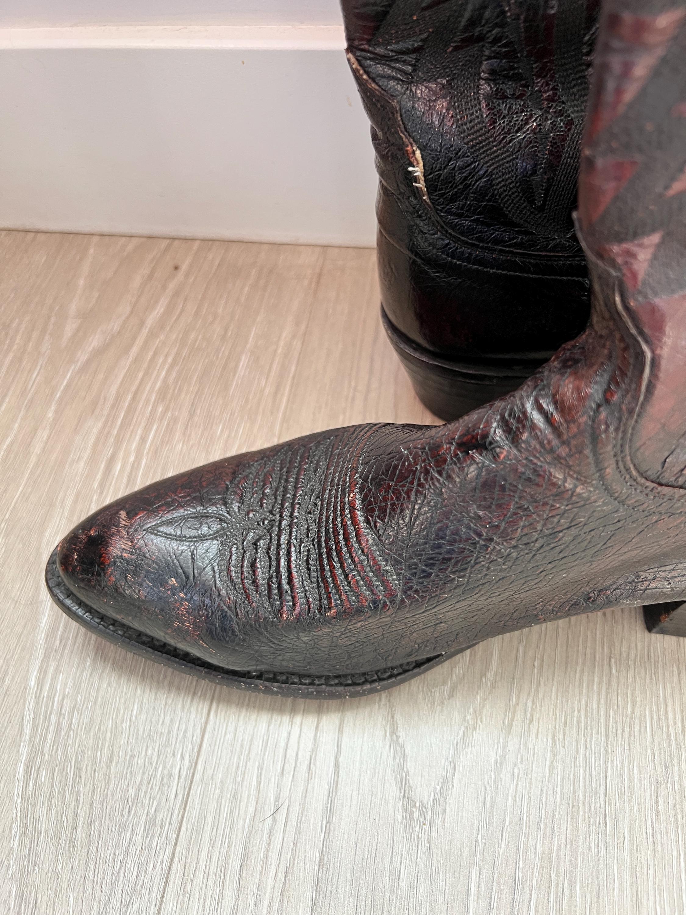 Vintage Lucchese 2000 Smooth Ostrich Leather Cowboy Boots  display picture 1