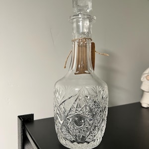 Vintage 24% Lead Crystal Cut Designs Liquor Decanter Barware Whisky Decanter Crystal Barware