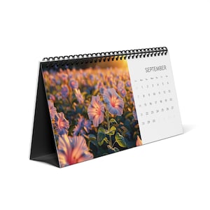 Bloemen bureaubladkalender 2025 | Maandplanner, kantoorinrichting, cadeau voor haar, bloemenliefhebber, inspirerend