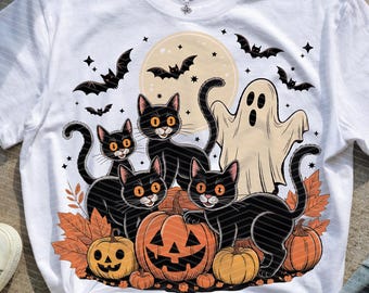 Black Cat Pumpkin png, Funny Halloween png, Halloween cat png, Ghost Cute Cat png, Black Cat Fall png, Halloween Ghost png, Halloween png