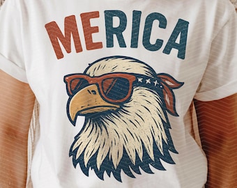 Merica Eagle Png Design, 4th Of July Png, American Eagle Png, Retro 4th of July Png, Independence Day Png, Patriotic Eagle Png