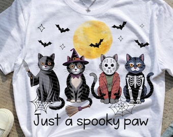 Spooky Cat Halloween PNG: Retro Cat Lover Design (Digital Download)