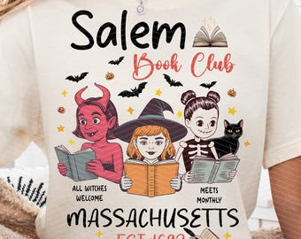 Klub Książki Witchy PNG, Upiorna Dziewczyna Czyta Png, Miłośnik Książek Halloween Design, Czarownice Salem Png, Salem, Massachusetts Halloween Design, Czarownica