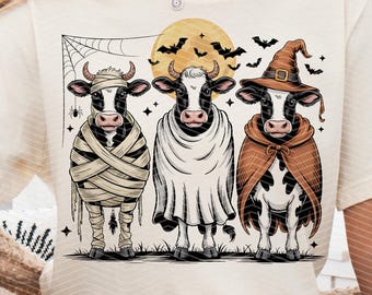 Vintage Halloween Cow PNG, Halloween Cow Png, Autumn Png, Spooky Cow Png, Highland Cow Halloween, Witchy Cow halloween Png, Halloween Shirt