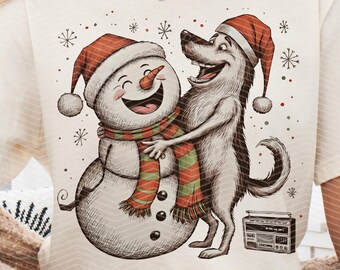 Christmas Snowman PNG, Snowman With Dog Christmas PNG, Trendy Christmas Png, Christmas Dog PNG, Snowman Christmas Sublimation, Dog Christmas