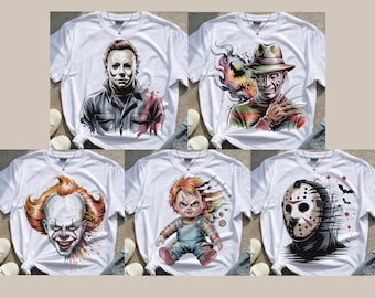 Pack 5 Horror Characters Png Bundle, Horror Friends Png, Halloween Horror Characters, Halloween Movies Png, Halloween Horror Movies Digital