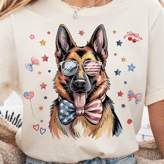 German Shepherd 4th of July PNG – Merica Dog Sublimation, Patriotic Pet Shirt Design, Red White Blue Stars, Funny USA PNG, Girly Shirt png