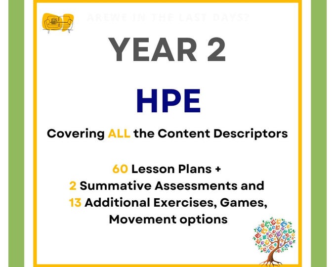 FULL HPE Curriculum (All Units): 60 Lesson Plans + 2 Summative Assessments and 13 Additional Exercises, Games, Movement options (Year 2)