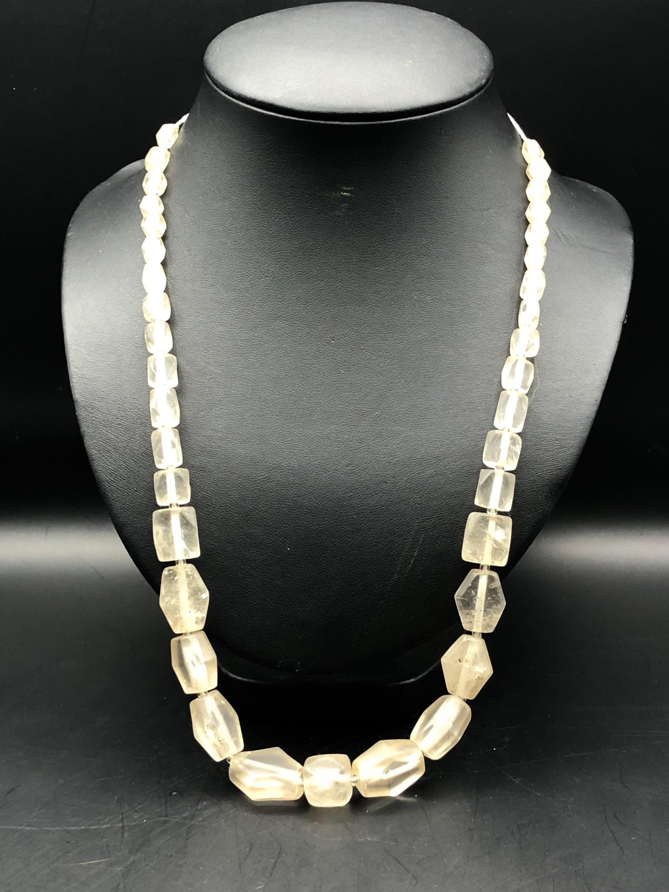 Ancient Antique Rock Crystal Beads mala necklace rare Old beads Very Unique,Ancient Crystal beads Top Quality,jewelry necklace