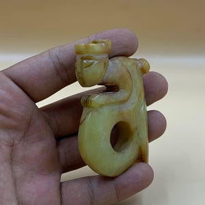 Ancient Old jade stone Chinese status carved stone figure 100BC rare unique for good luck