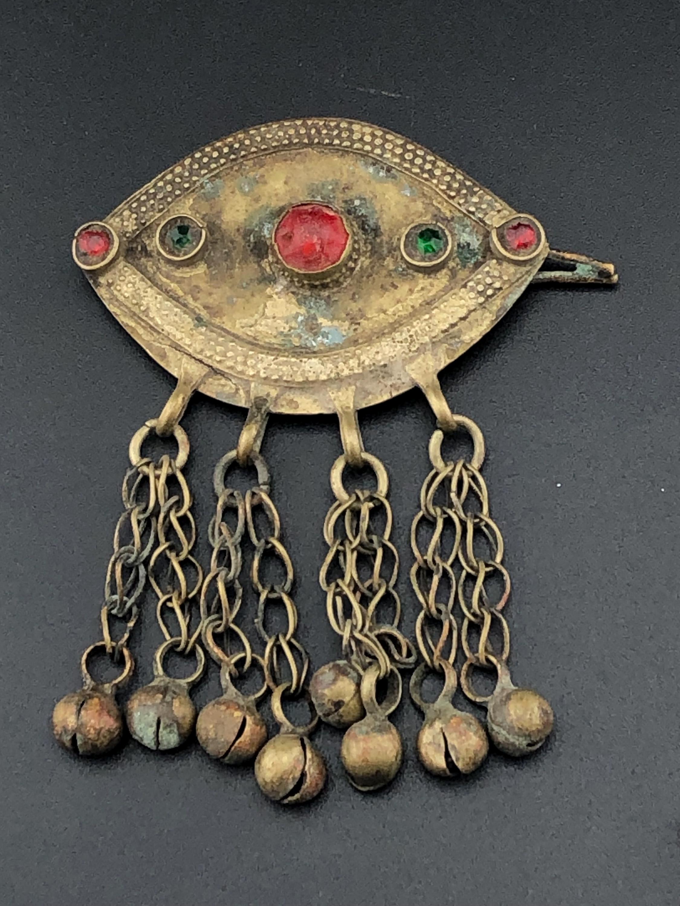 Vintage Brass Hair Clip, Antique Afghani Kochi Tribal 