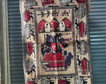 Hand made Vintage Uzbek Geometric Antique Nomadic Afghan Orienta Rug 140*83 cm.