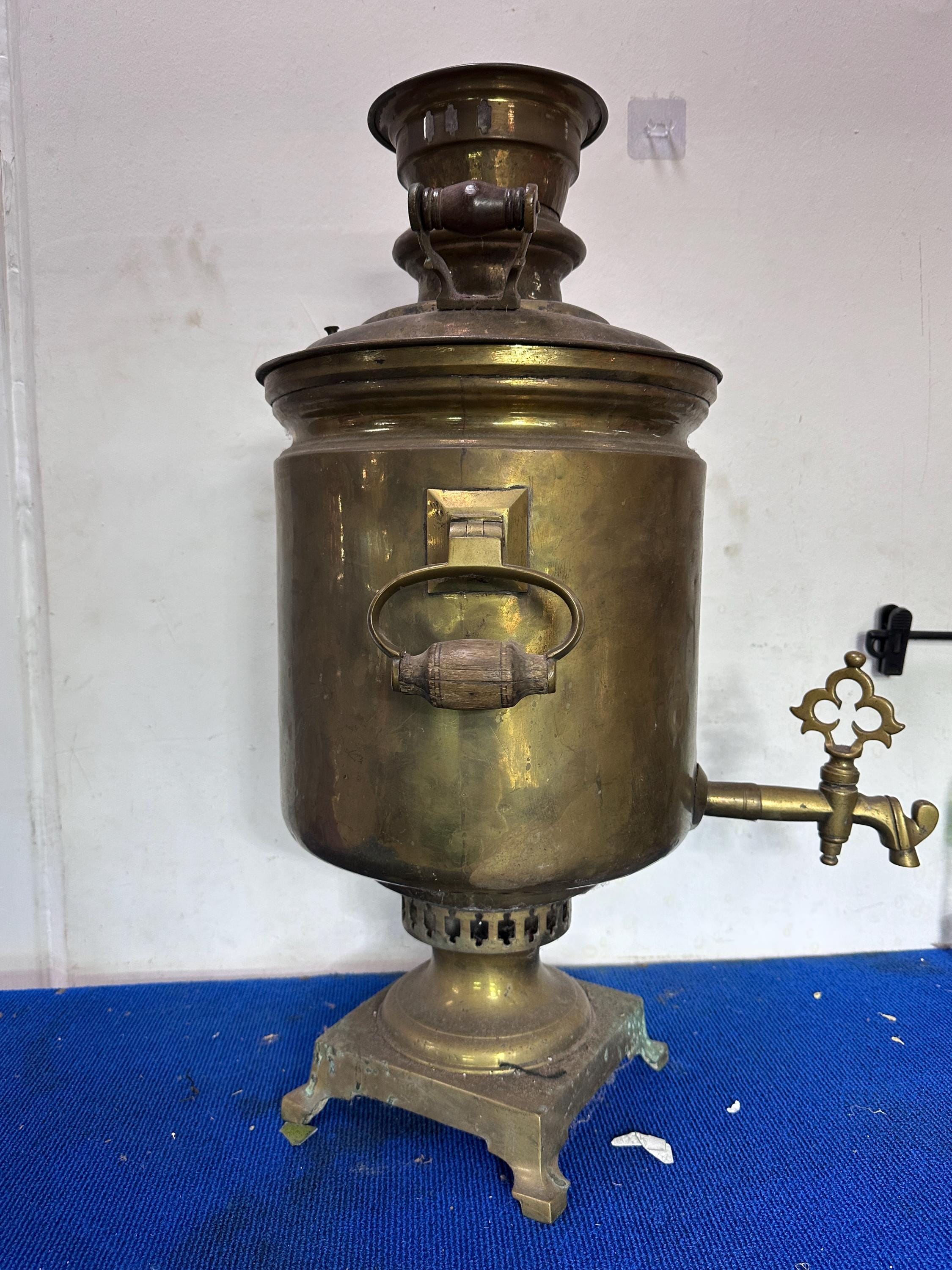 Vintage Brass Russian Samovar Traditional Style Old Water Boiler