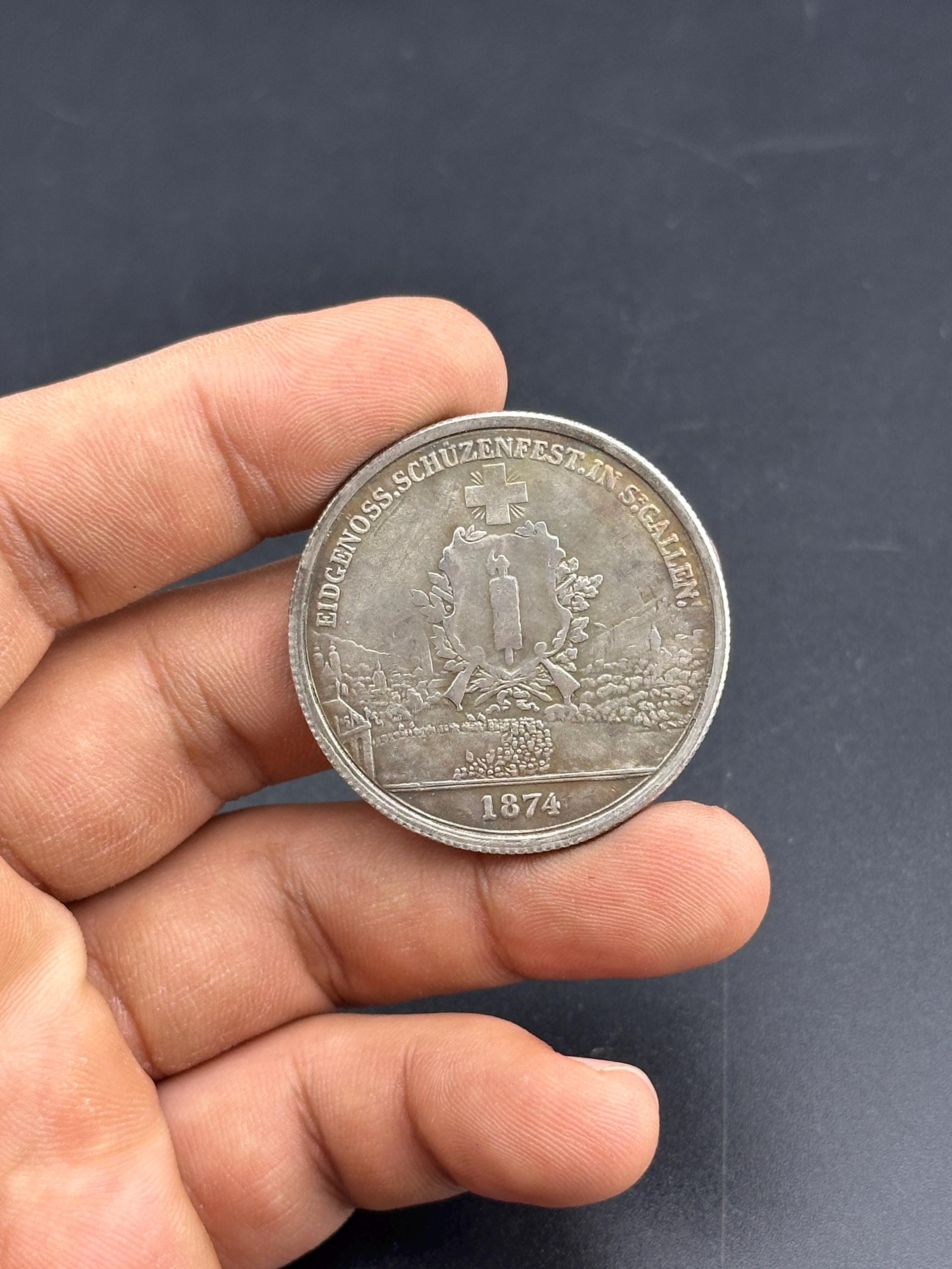 5 Francs 1874 Switzerland Silver Plated Coin - Etsy