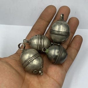 Etched Tibetan silver Cylindrical Beads, vintage, hand crafted, minimal.