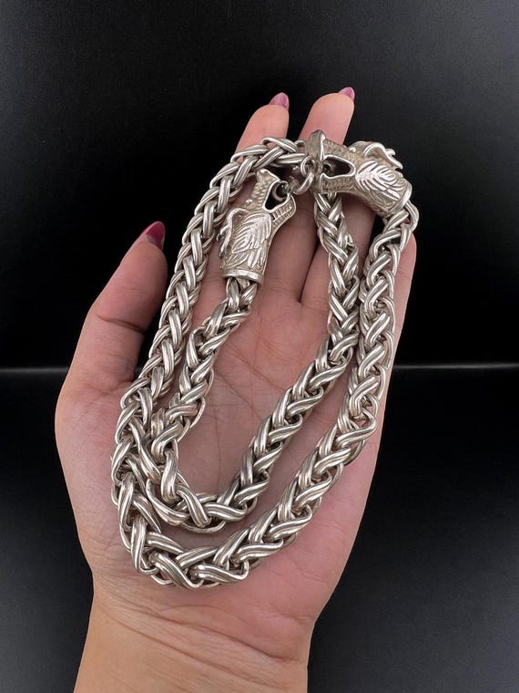 Unique  Solid king dragon  authentic vintage silv… - image 1