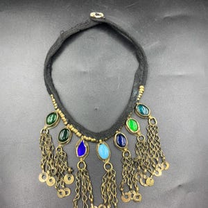 Kuchi Tribal Afghan Banjara Necklace Ethnic Glass Choker Coin Charms Matching Dangle