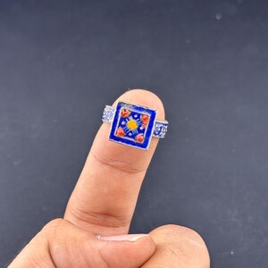 Natural lapis lazuli Enemal  color ring from Afghanistan