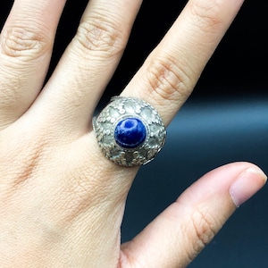 Antique Vintage Afghan Silver Ring With Natural lapis lazuli