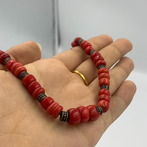Antique Red Coral Beads Necklace Synthetic Coral Beads From Afghanistan Super Unique Gorgeous Etsy UK