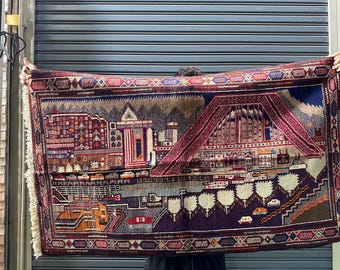 Hand made Vintage Uzbek Geometric Antique Nomadic Afghan Orienta Rug 150*85 cm.