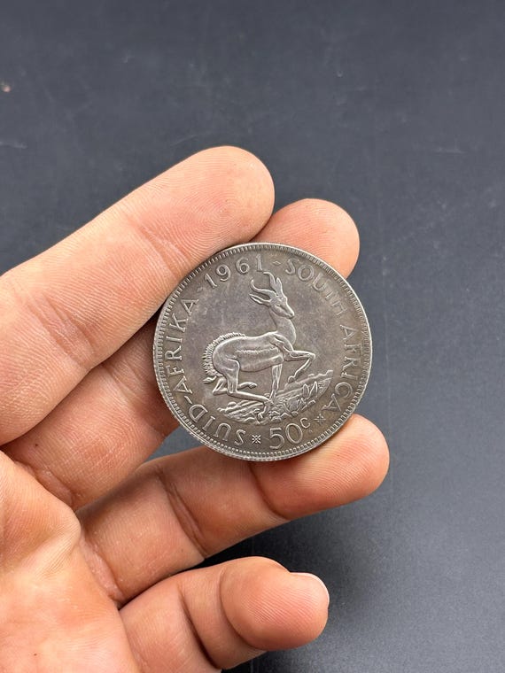 【SV500】1963年銘【南アフリカ共和国50セント（50c）】【銀貨】 1963 South Africa 50 Cents Silver Plated Coin - Etsy