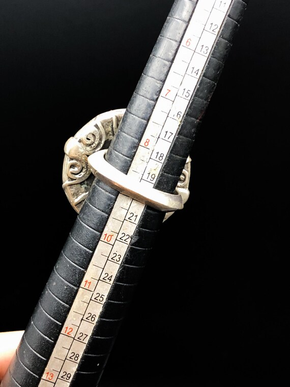 Unique Solid Silver Ring With Green Agate Carved … - image 6