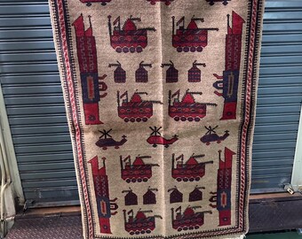 Hand made Vintage Uzbek Geometric Antique Nomadic Afghan Orienta Rug 145*88 cm.