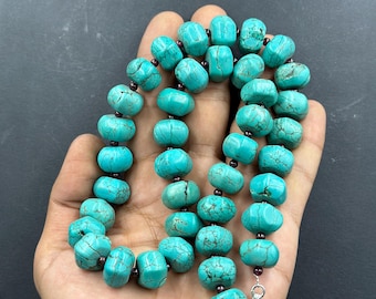 Antique Turquoise & Garnet Necklace - Unique Statement Jewelry