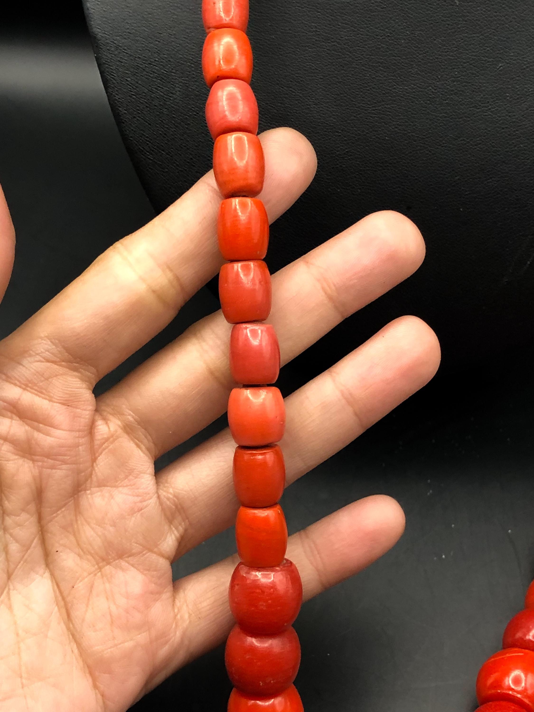 ヴィンテージ ベネチアン レッド ガラスビーズ ネックレス 