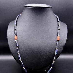 Natural Lapis Lazuli Bead with coral Stone Necklace From Afghanistan,
