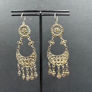 vintage Uzbek Silver earring carft most Unique Central Asian