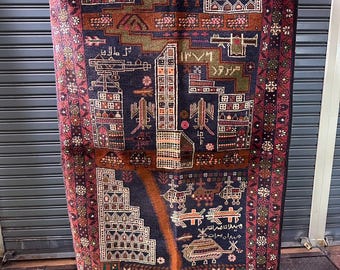 Hand made Vintage Uzbek Geometric Antique Nomadic Afghan Orienta Rug 153*85 cm.