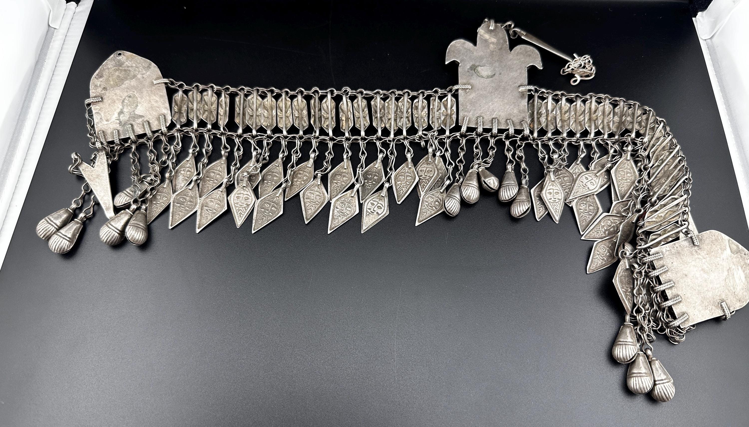 Vintage Afghan / Turkman metal Belt Vintage Turkmen & Afghan Handmade Silver Plated and Natural  main image 2