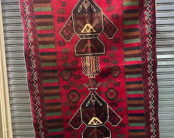 Hand made Vintage Uzbek Geometric Antique Nomadic Afghan Orienta Rug 136*87
