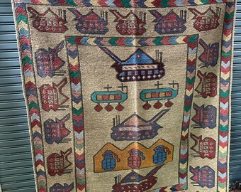 Hand made Vintage Uzbek Geometric Antique Nomadic Afghan Orienta Rug 185*122 cm.