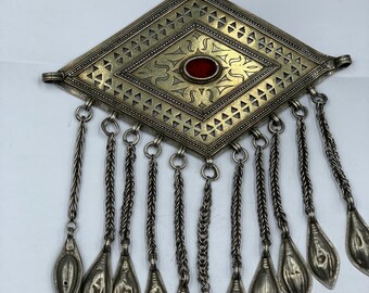ANTIQUE TURKMEN JEWELLERY - Very Old Silver Tumar-pendant With