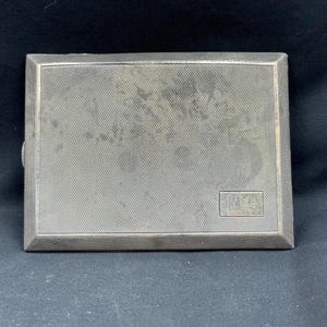 Antica scatola d'argento vintage scatola per sigarette dell'esercito Antica originale pace rara unica pace