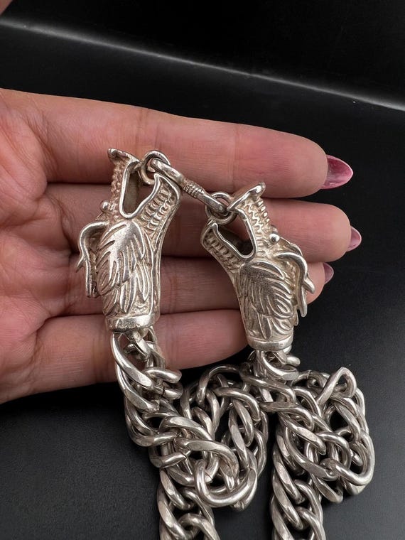 Unique  Solid king dragon  authentic vintage silv… - image 3