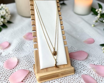Matching Sun Moon Necklaces, Layering Couple Set, Celestial Gold Plated Stainless Steel