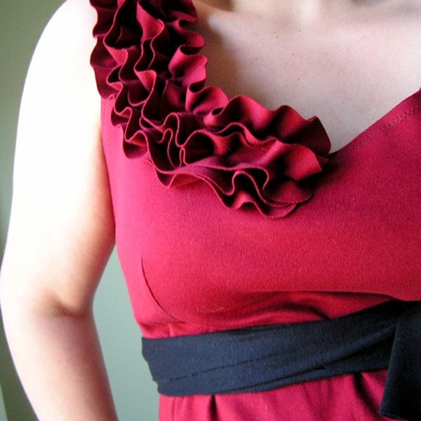 Ruby Red Ruffly Dress ... Custom Made Small to 3x