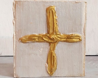 Rustic Primitive Cross Painting on Wood