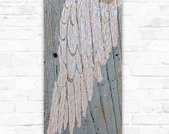 PRE-SALE Psalm 91 Rustic Primitive Angel Wing on Distressed Barn Wood