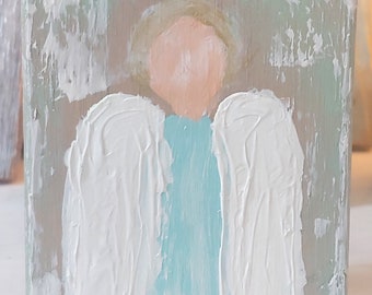 Rustic Primitive Angel Painting on Wood