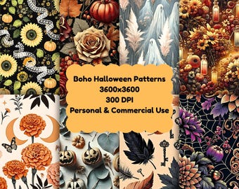 Boho Halloween Digital Paper Pack, Herbst Muster, Herbst Scrapbook Hintergründe, kommerzielle Nutzung